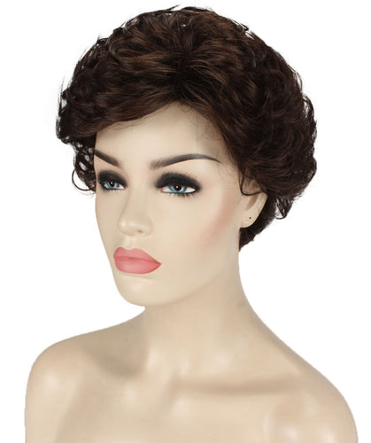 Chocolate Brown Curly Pixie Wig