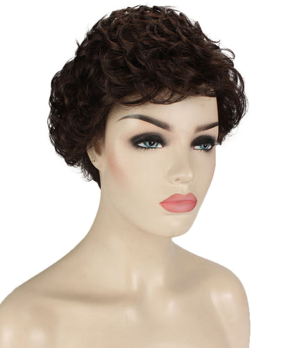 Chocolate Brown Curly Pixie Wig