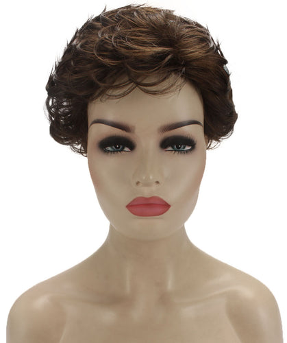 Medium Brown Curly Pixie Wig