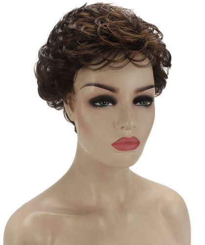 Medium Brown Curly Pixie Wig