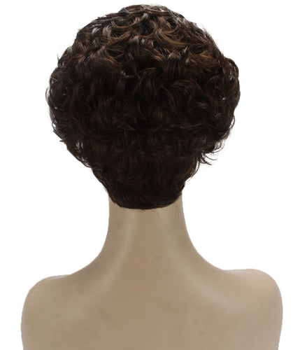 Medium Brown Curly Pixie Wig