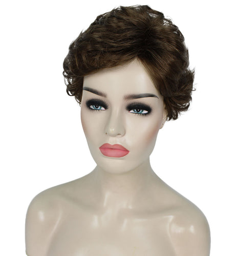 Light Brown with Blonde Highlight Front (Front) Curly Pixie Wig