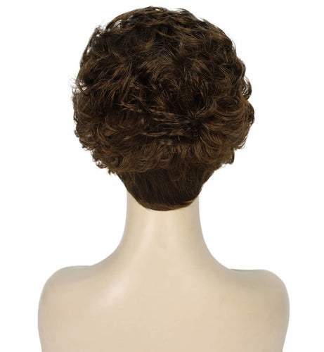 Light Brown with Blonde Highlight Front (Front) Curly Pixie Wig