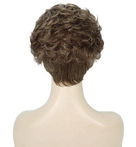 Ash Light Brown Curly Pixie Wig