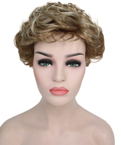 Light Aurburn with Bld Highlight Front Curly Pixie Wig