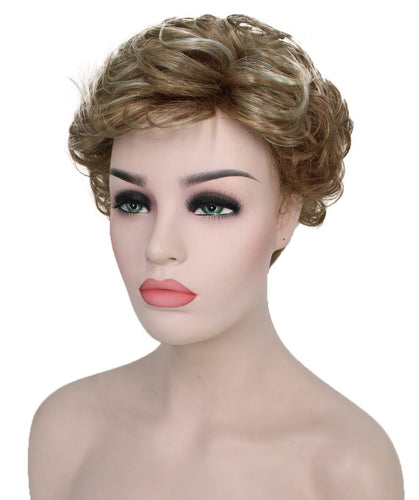 Light Aurburn with Bld Highlight Front Curly Pixie Wig