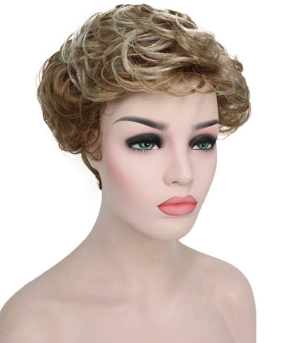 Light Aurburn with Bld Highlight Front Curly Pixie Wig