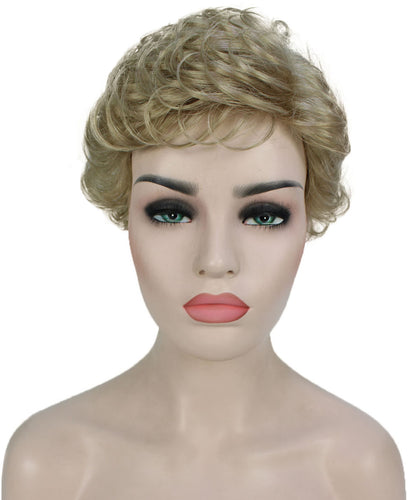 Honey Blonde Curly Pixie Wig