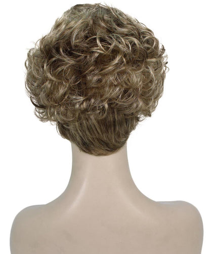 Honey Blonde with Light Brown Highlight Curly Pixie Wig