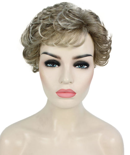 Light Ash Brown with Light Blonde Frost Curly Pixie Wig