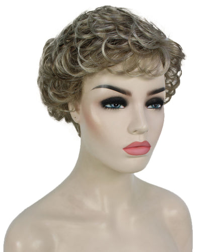 Light Ash Brown with Light Blonde Frost Curly Pixie Wig