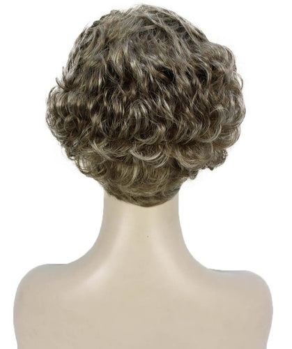 Light Ash Brown with Light Blonde Frost Curly Pixie Wig