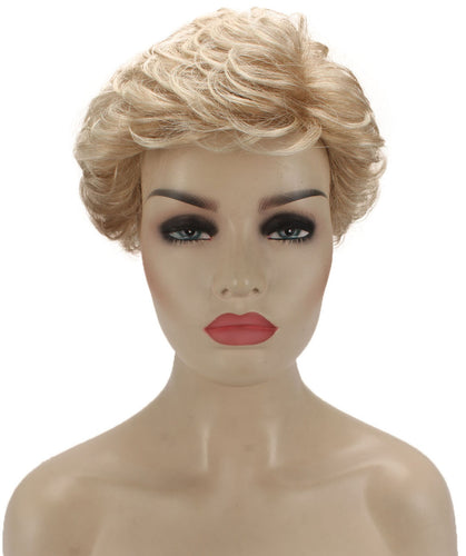 Golden Blonde with 613 Plantinum Tips Curly Pixie Wig