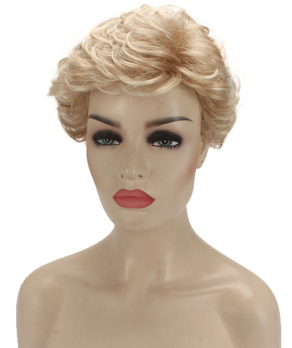 Golden Blonde with 613 Plantinum Tips Curly Pixie Wig