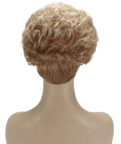 Golden Blonde with 613 Plantinum Tips Curly Pixie Wig