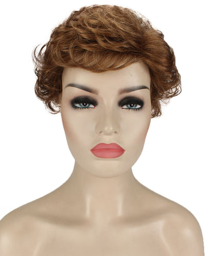 Medium Auburn with Light Aurburn Tips Curly Pixie Wig