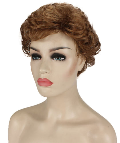 Medium Auburn with Light Aurburn Tips Curly Pixie Wig