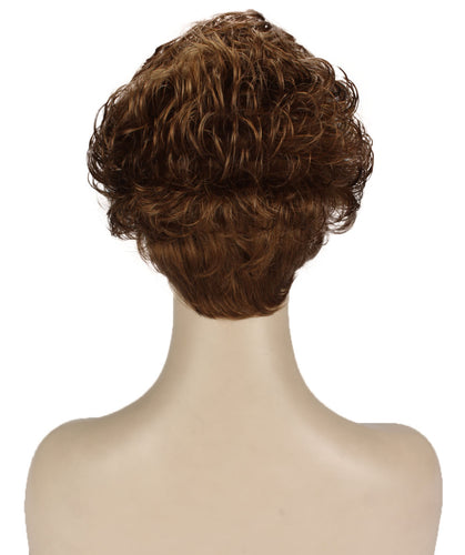 Medium Auburn with Light Aurburn Tips Curly Pixie Wig