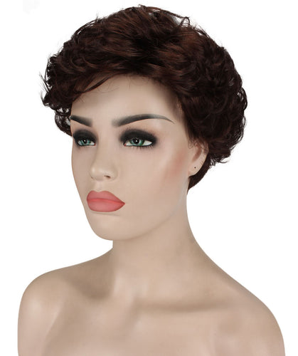 Dark Auburn Curly Pixie Wig