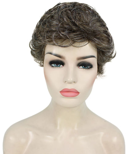 Grey with Golden Blonde Curly Pixie Wig