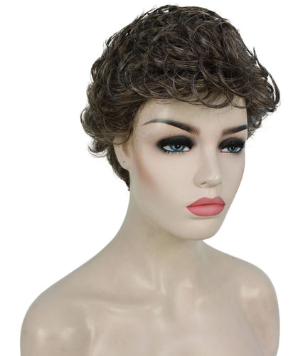 Grey with Golden Blonde Curly Pixie Wig