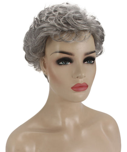 Salt & Pepper Grey Curly Pixie Wig