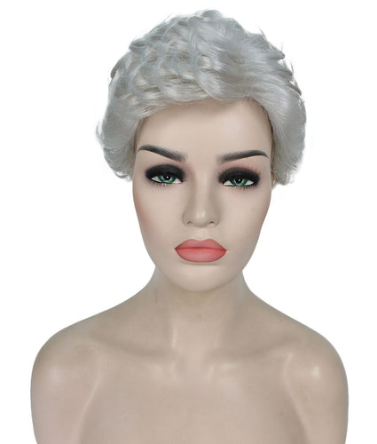  Silver Grey Curly Pixie Wig