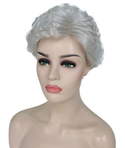  Silver Grey Curly Pixie Wig