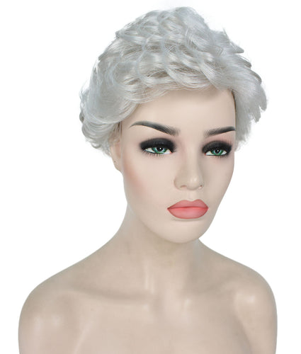  Silver Grey Curly Pixie Wig