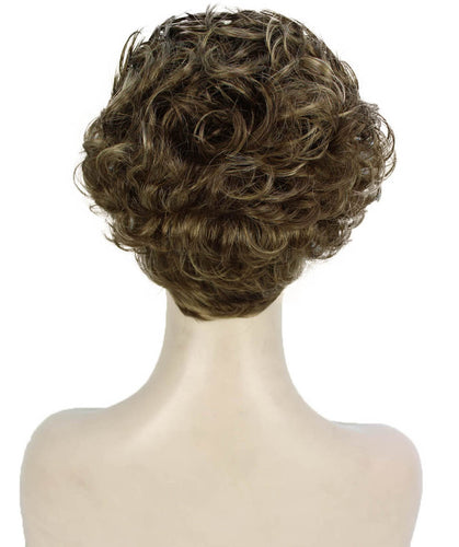 Light Brown with Blonde Highlight Front Curly Pixie Wig