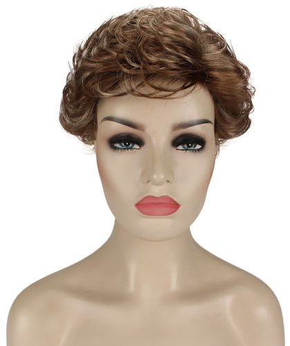 Light Blonde with Blonde Highlight Curly Pixie Wig