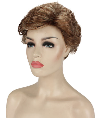 Light Blonde with Blonde Highlight Curly Pixie Wig