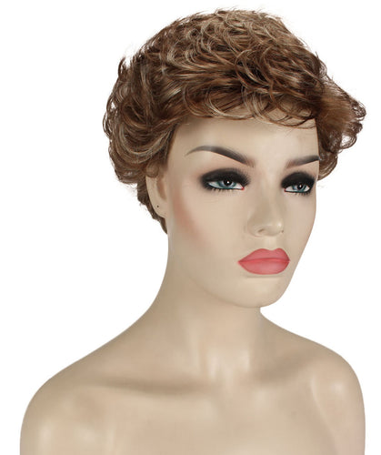 Light Blonde with Blonde Highlight Curly Pixie Wig