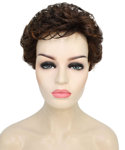  Dark Brown with Auburn highlights Curly Pixie Wig