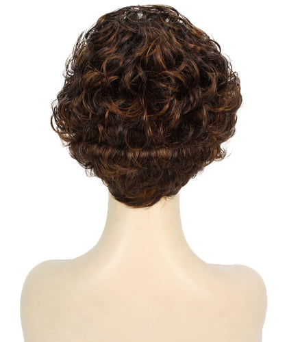  Dark Brown with Auburn highlights Curly Pixie Wig