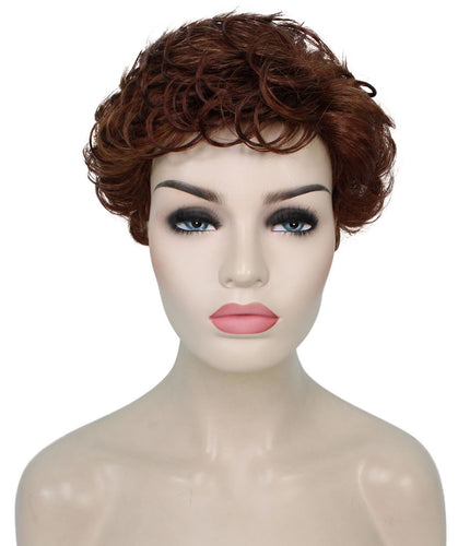 Bright Auburn mixed with Dark Auburn Curly Pixie Wig