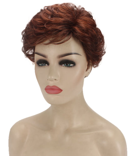 Dark Aurburn with Falme Auburn Foils Curly Pixie Wig