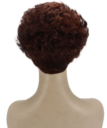 Dark Aurburn with Falme Auburn Foils Curly Pixie Wig