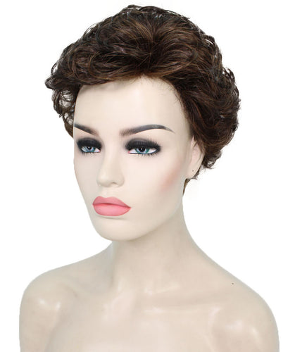 Dark Brown with Auburn highlights 2 Curly Pixie Wig