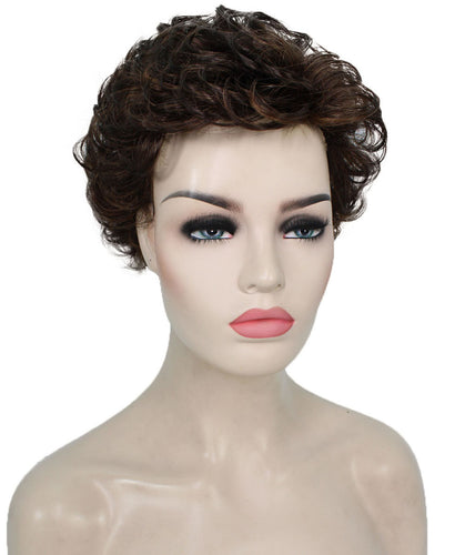 Dark Brown with Auburn highlights 2 Curly Pixie Wig