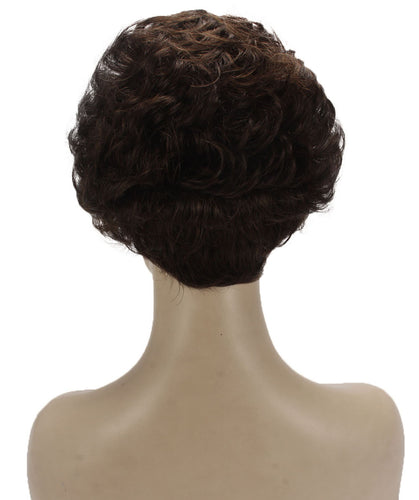Chestnut Brown with Light Brown Highlight Curly Pixie Wig