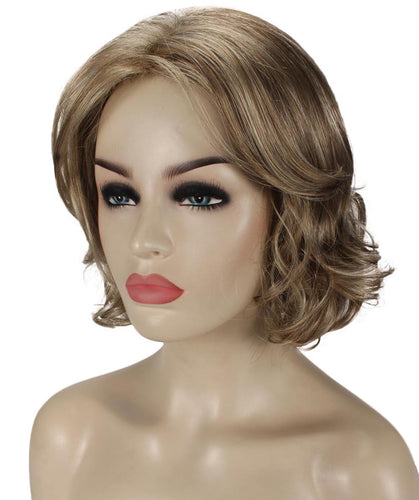 Honey Blonde with Light Brown Highlight layered bob wig