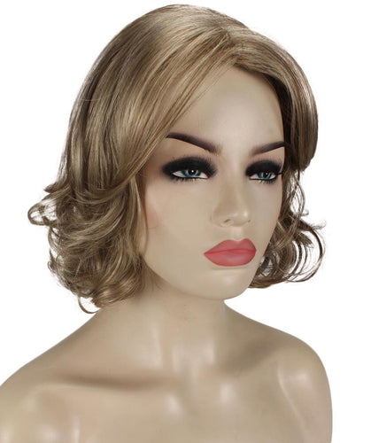 Honey Blonde with Light Brown Highlight layered bob wig