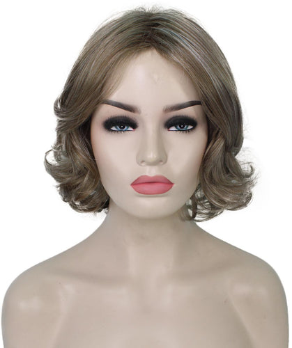 Ash Brown with Silver Grey Frost layered bob wig