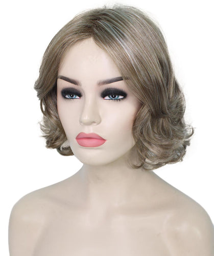 Ash Brown with Silver Grey Frost layered bob wig