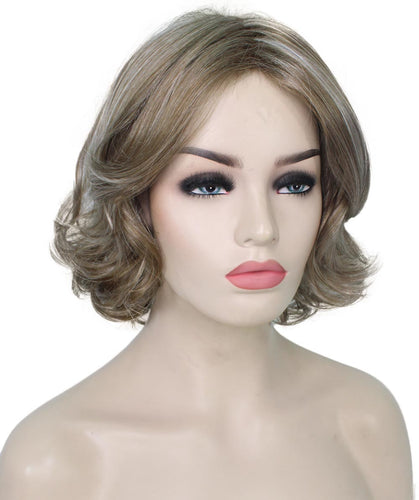 Ash Brown with Silver Grey Frost layered bob wig