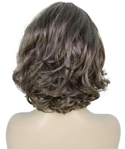Grey mixed with Light Brown layered bob wig