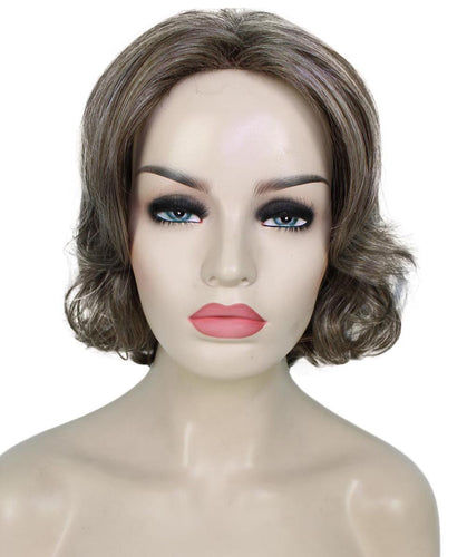 Grey mixed Lt Brn with Slv Grey HL Front layered bob wig