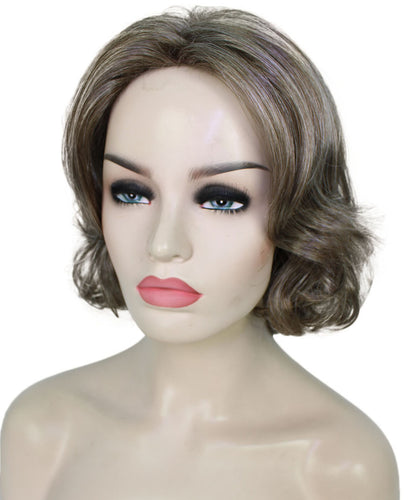 Grey mixed Lt Brn with Slv Grey HL Front layered bob wig