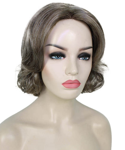 Grey mixed Lt Brn with Slv Grey HL Front layered bob wig